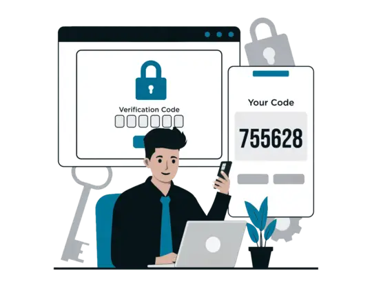 User entering authentication code for two-step verification