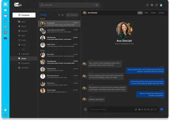 gatehills email inbox in dark mode